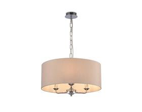 DK0024  Banyan 50cm 3 Light Pendant Polished Chrome, Nude Beige/Moonlight